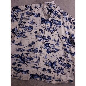 Polo Ralph Lauren Shirt Mens 3XB 3XL BIG Hawaiian Marlin Print Tropical Oxford